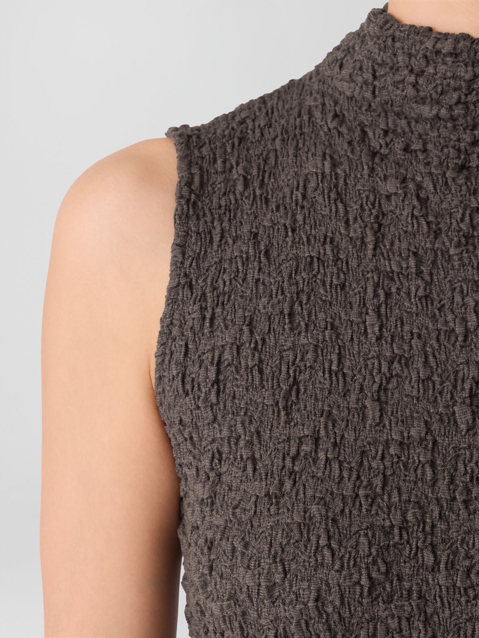 Bubble Jacquard Funnel Neck Top