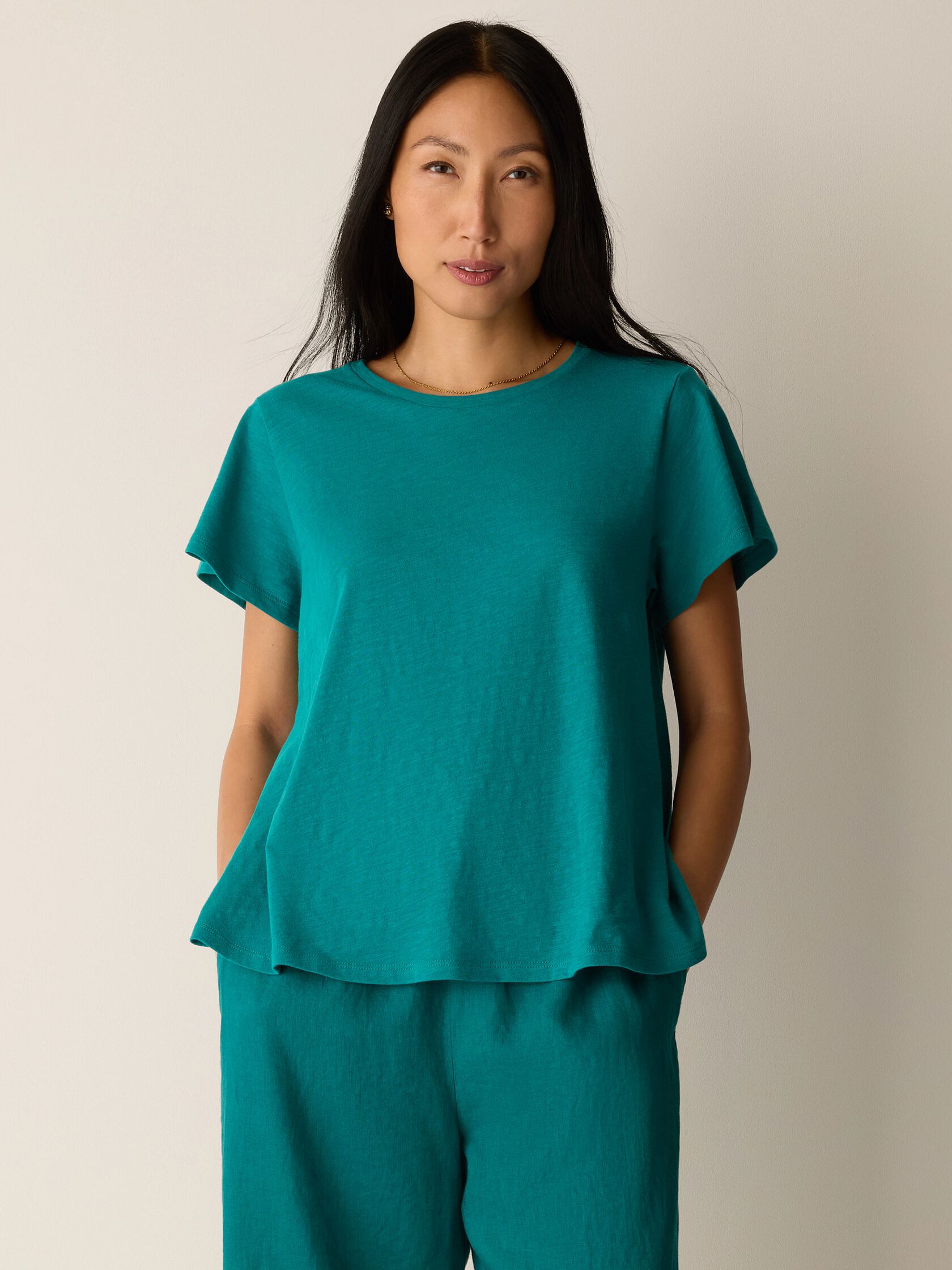 Organic Cotton Slubby Jersey Crew Neck Tee