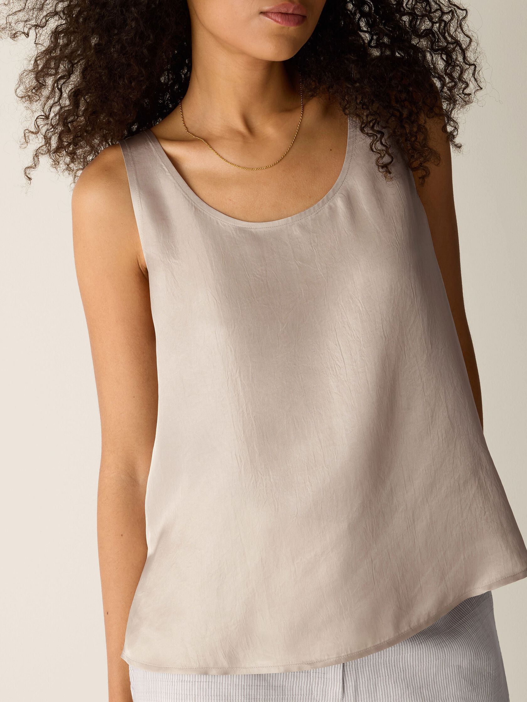 Lightweight Satin Shimmer Scoop Neck Tank