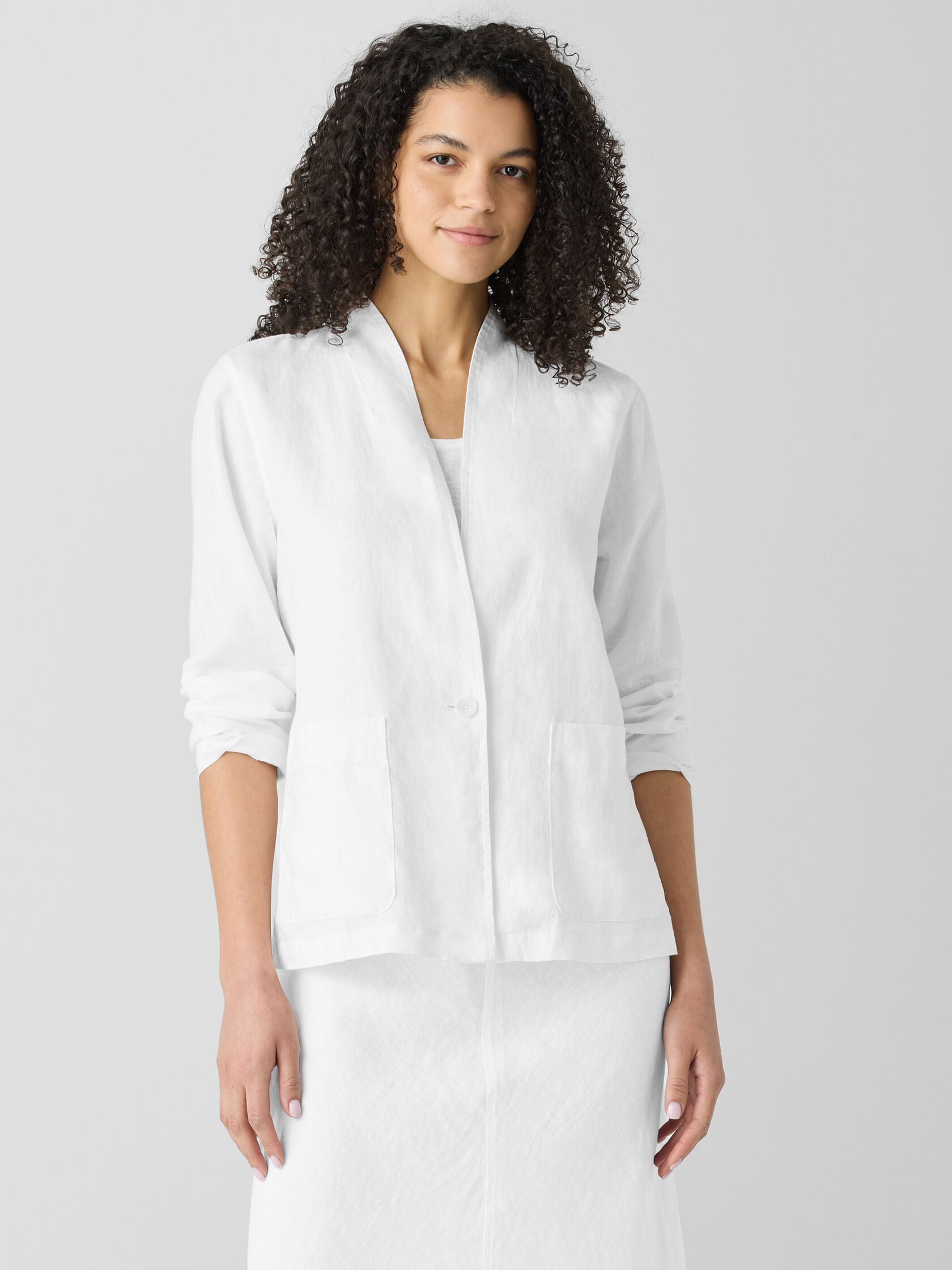 Organic Linen High Collar Jacket
