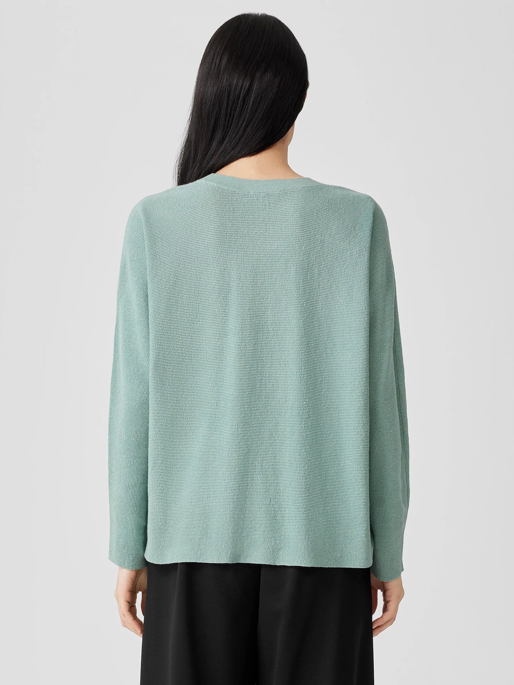 Linen Crepe Stretch Crew Neck Top