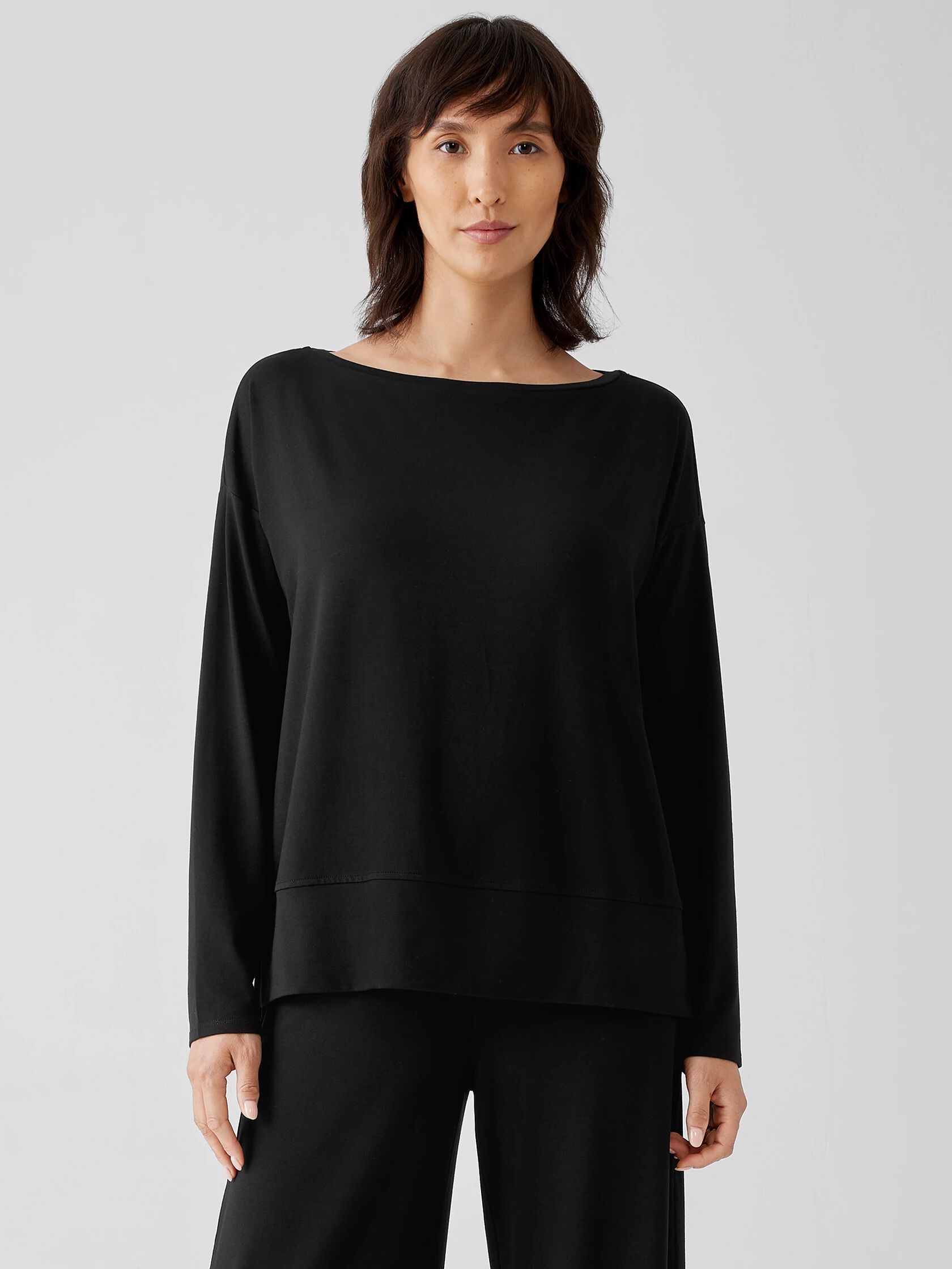 Stretch Jersey Knit Bateau Neck Top