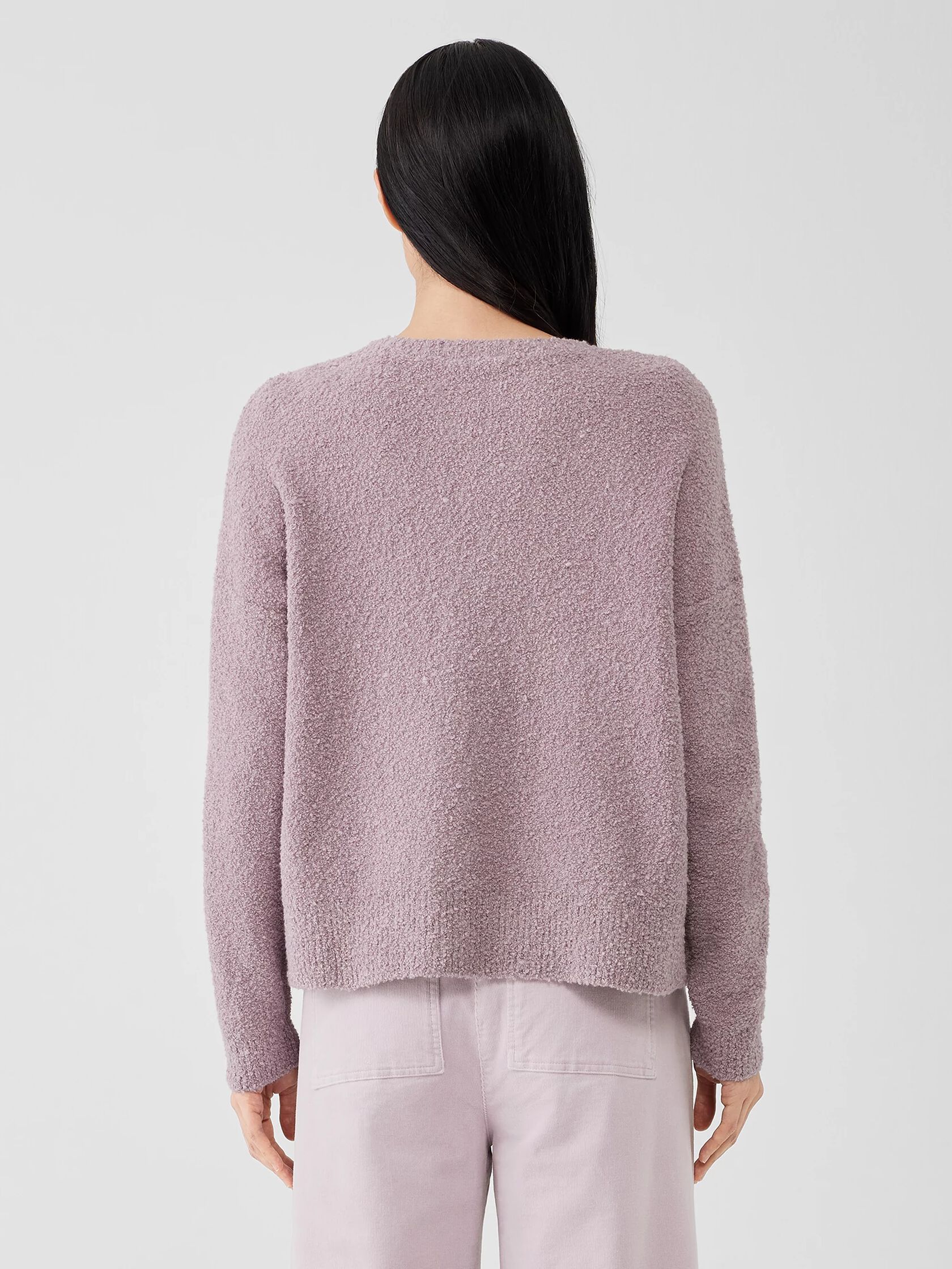 Cotton Boucle Crew Neck Box-Top