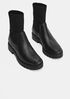 East Leather and Recycled Stretch Knit Sock Boot