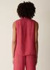 Puckered Organic Linen Grid Sleeveless Shirt