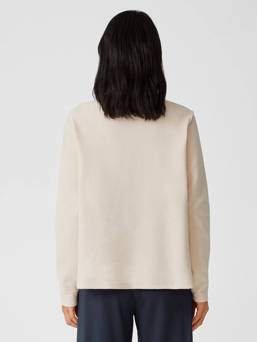 Crinkled Organic Cotton Funnel Neck Top