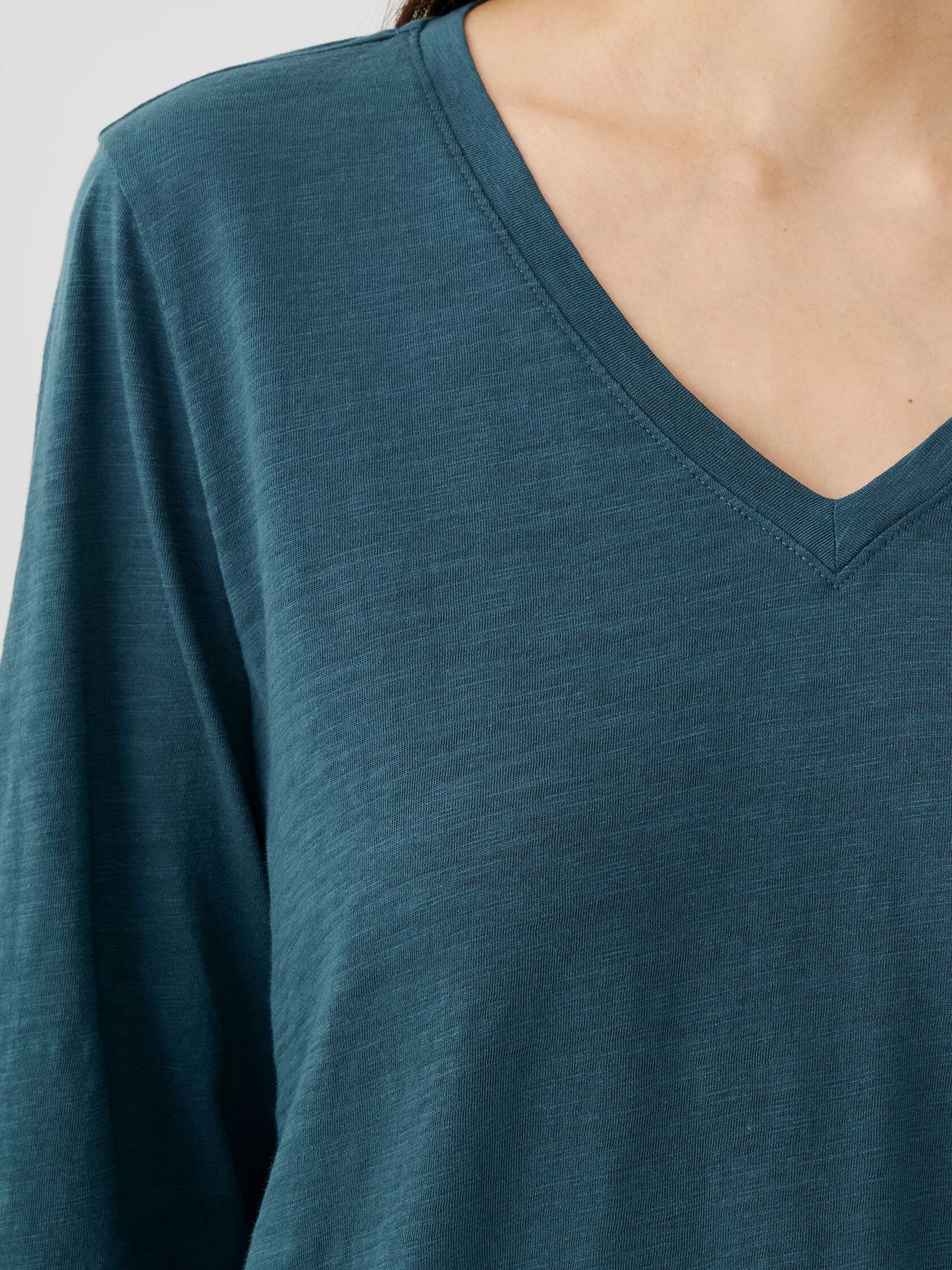 Organic Cotton Slub V-Neck Top