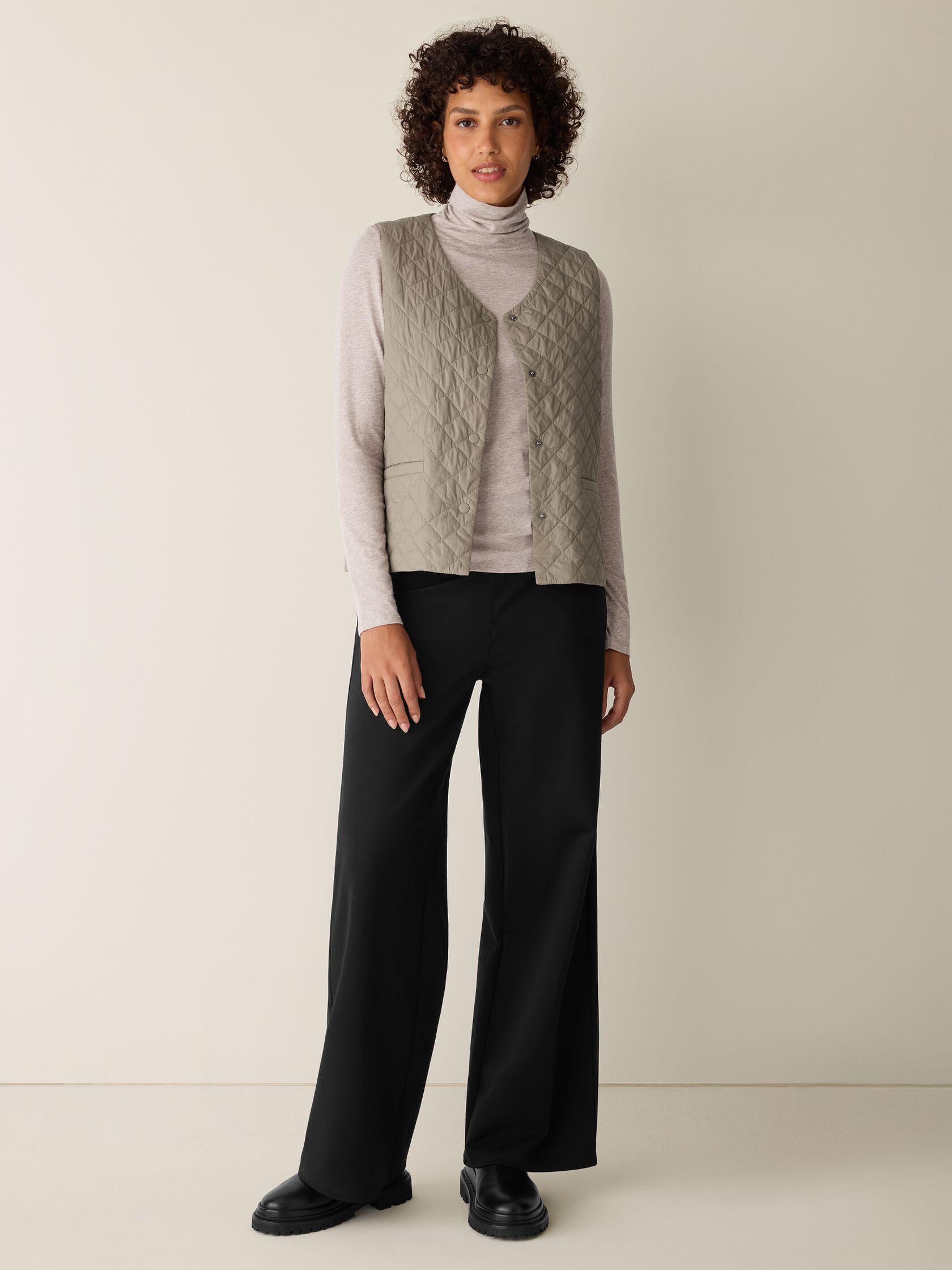 Mélange Sheer Cotton Blend Knit Turtleneck Top