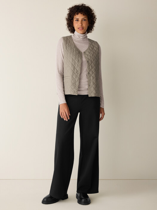 Mélange Sheer Cotton Blend Knit Turtleneck Top