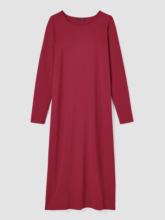 Stretch Jersey Knit Jewel Neck Dress