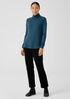 Ribbed Pima Cotton Blend Turtleneck Top