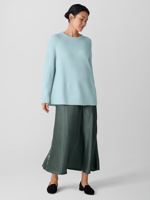 Cashmere Silk Boucle Bliss Crew Neck Long Top