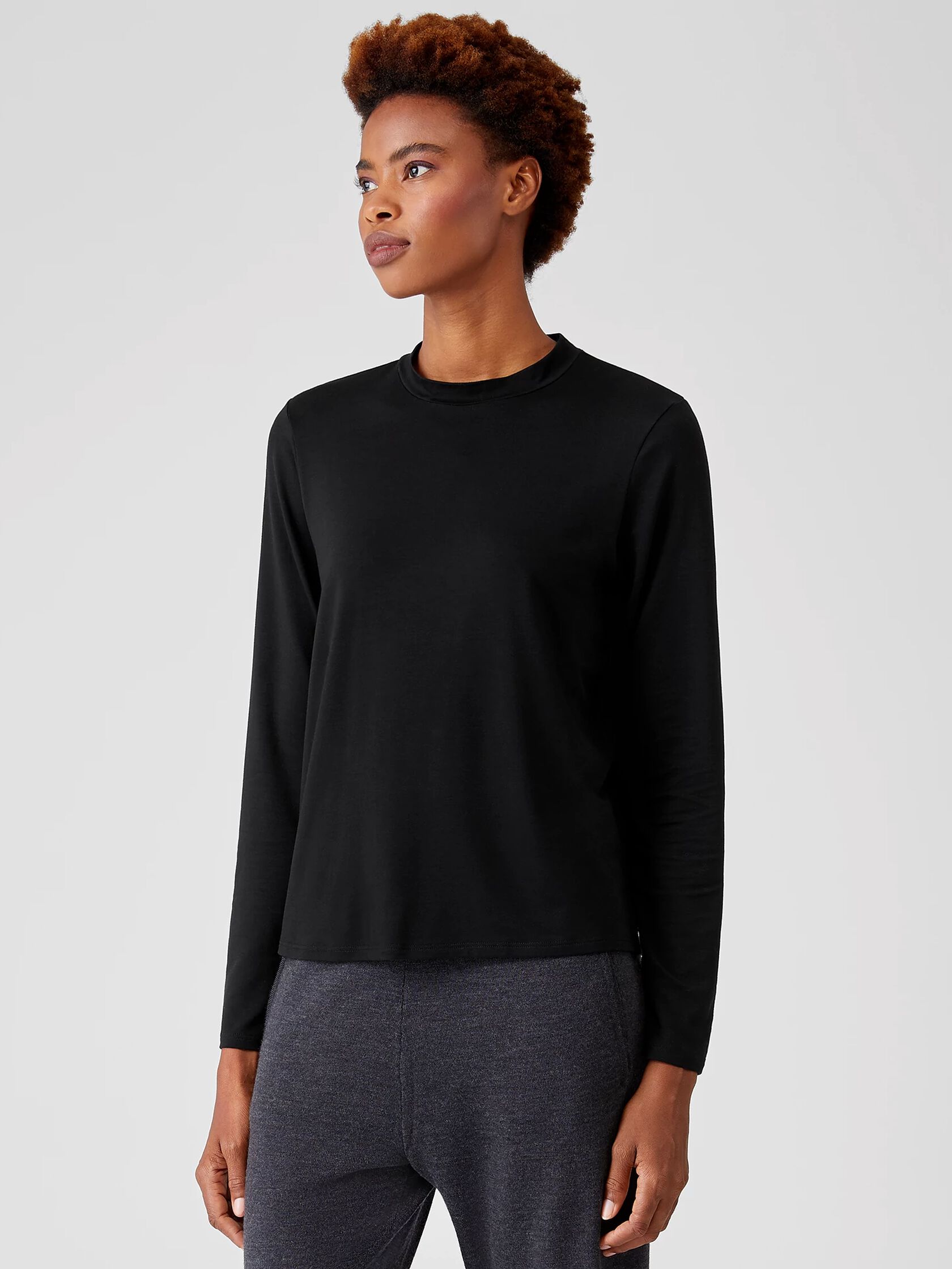 Fine Jersey Mock Neck Top