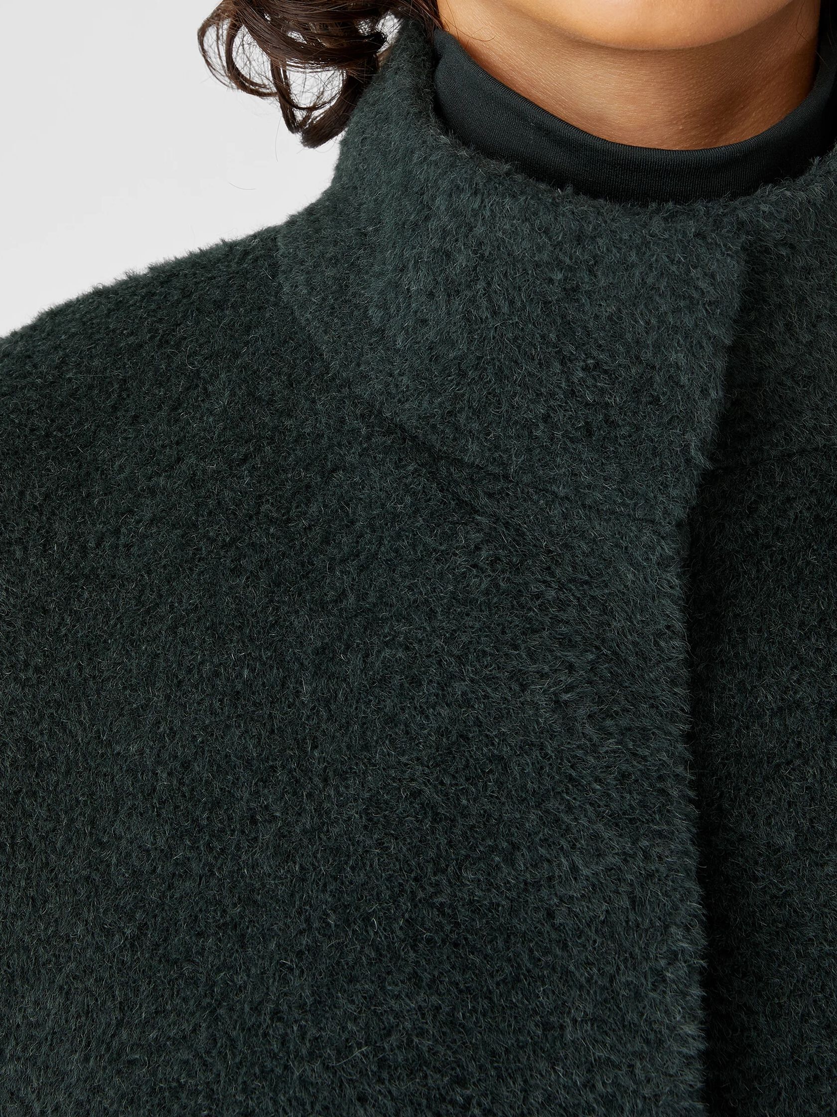 Sheared Suri Alpaca Stand Collar Coat