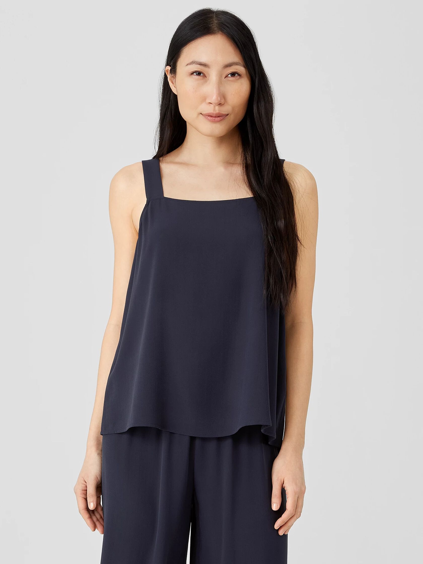 Silk Georgette Crepe Square Neck Tank