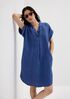Washed Organic Linen D&eacute;lav&eacute; Notch Collar Dress