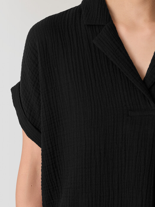 Organic Cotton Lofty Gauze Notch Collar Top