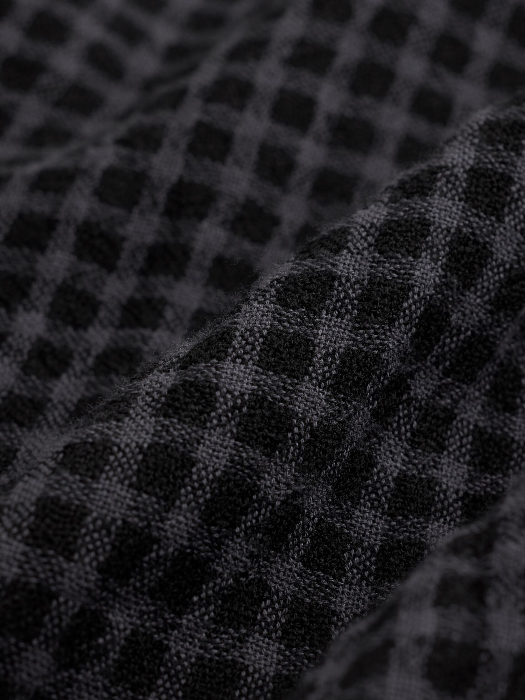 Wool Cotton Check Band Collar Shirtdress