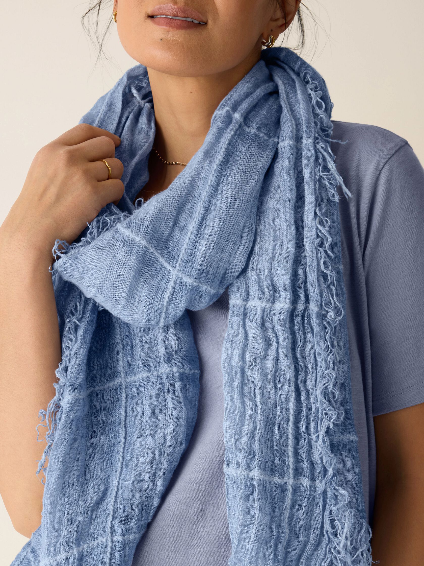 Organic Linen Cotton Squares Scarf