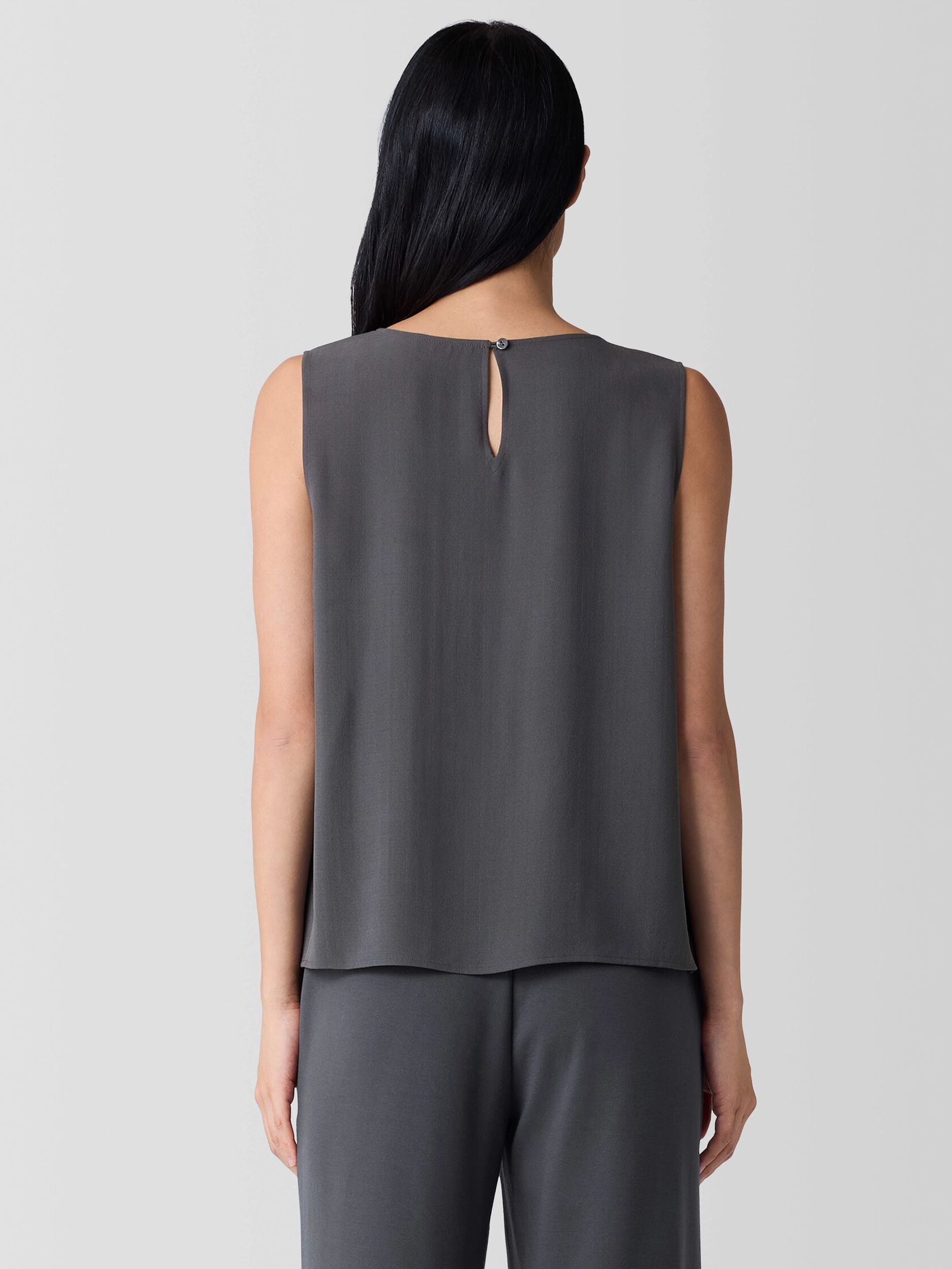 Silk Georgette Crepe Round Neck Tank
