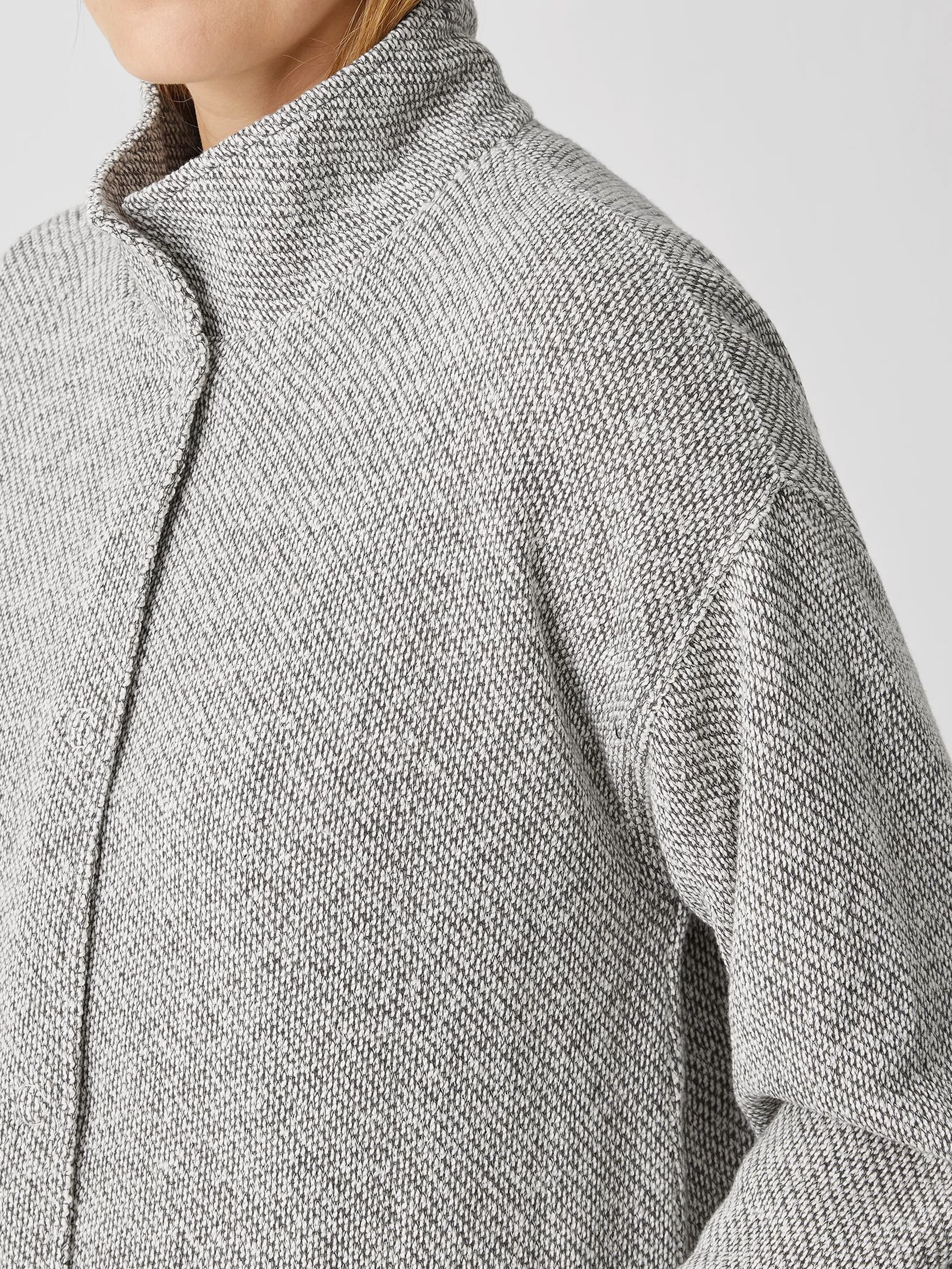 Organic Cotton Terry Stand Collar Jacket EILEEN FISHER