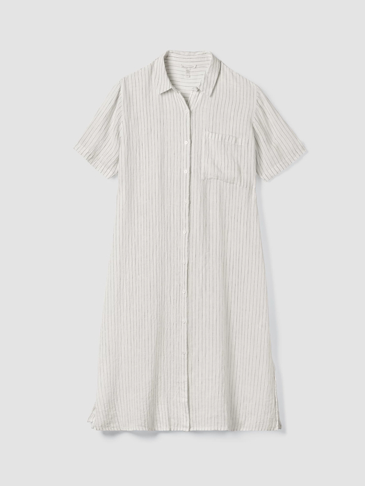 Puckered Organic Linen Shirtdress