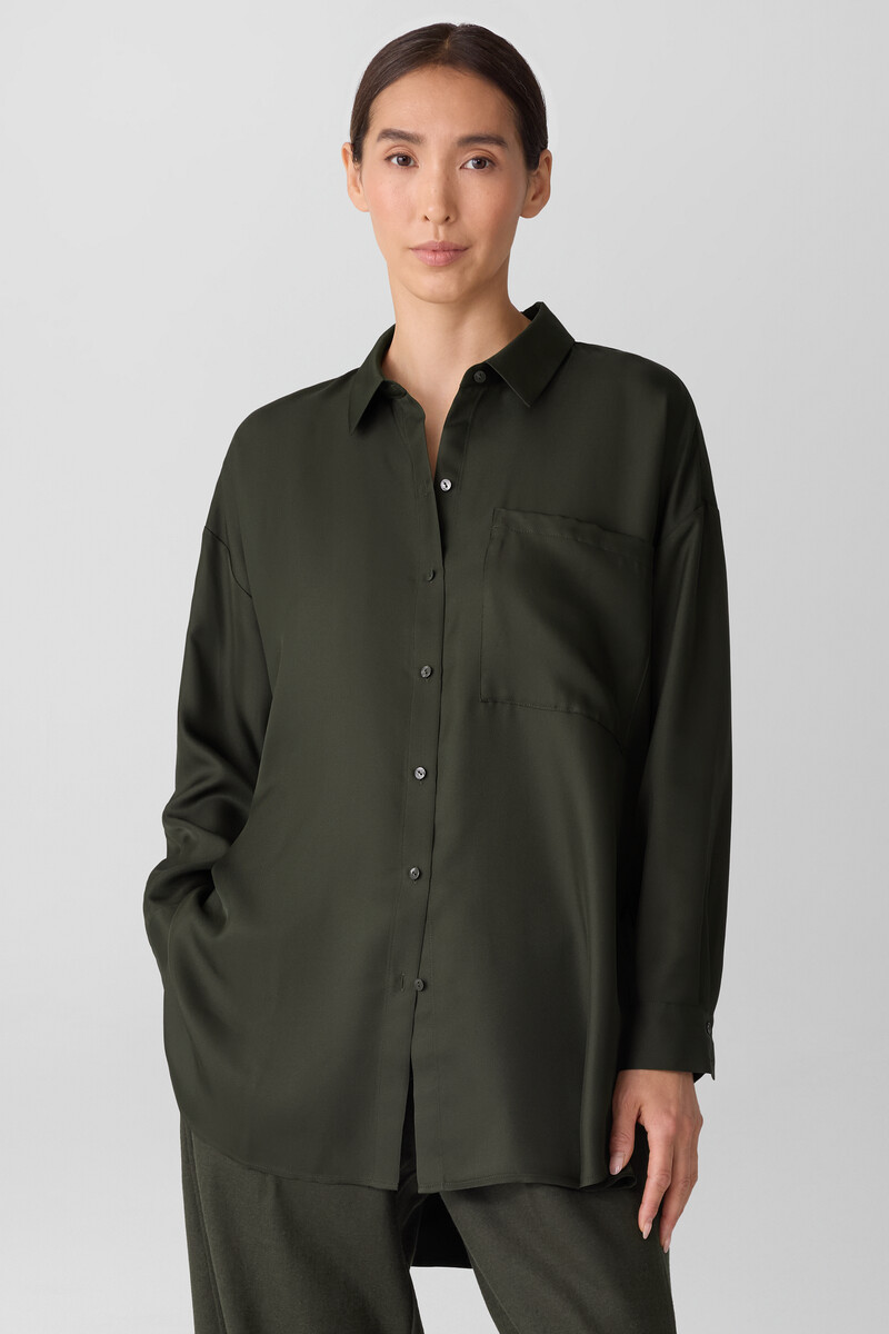Silk Twill Classic Collar Long Shirt Silk Twill Classic Collar Long Shirt