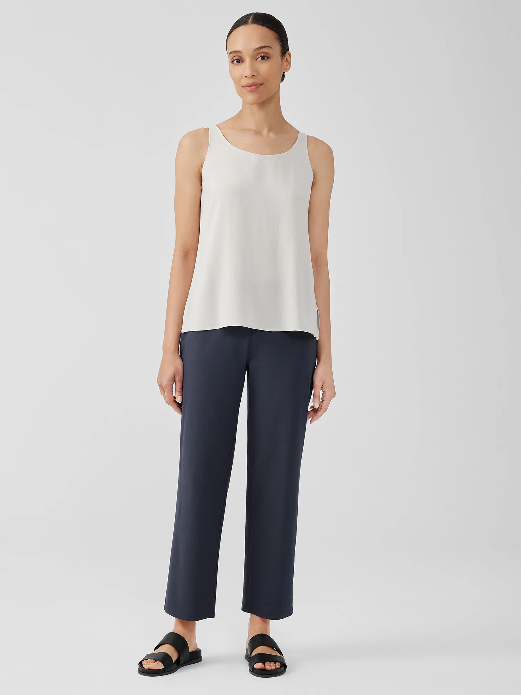 Washable Stretch Crepe Straight Pant