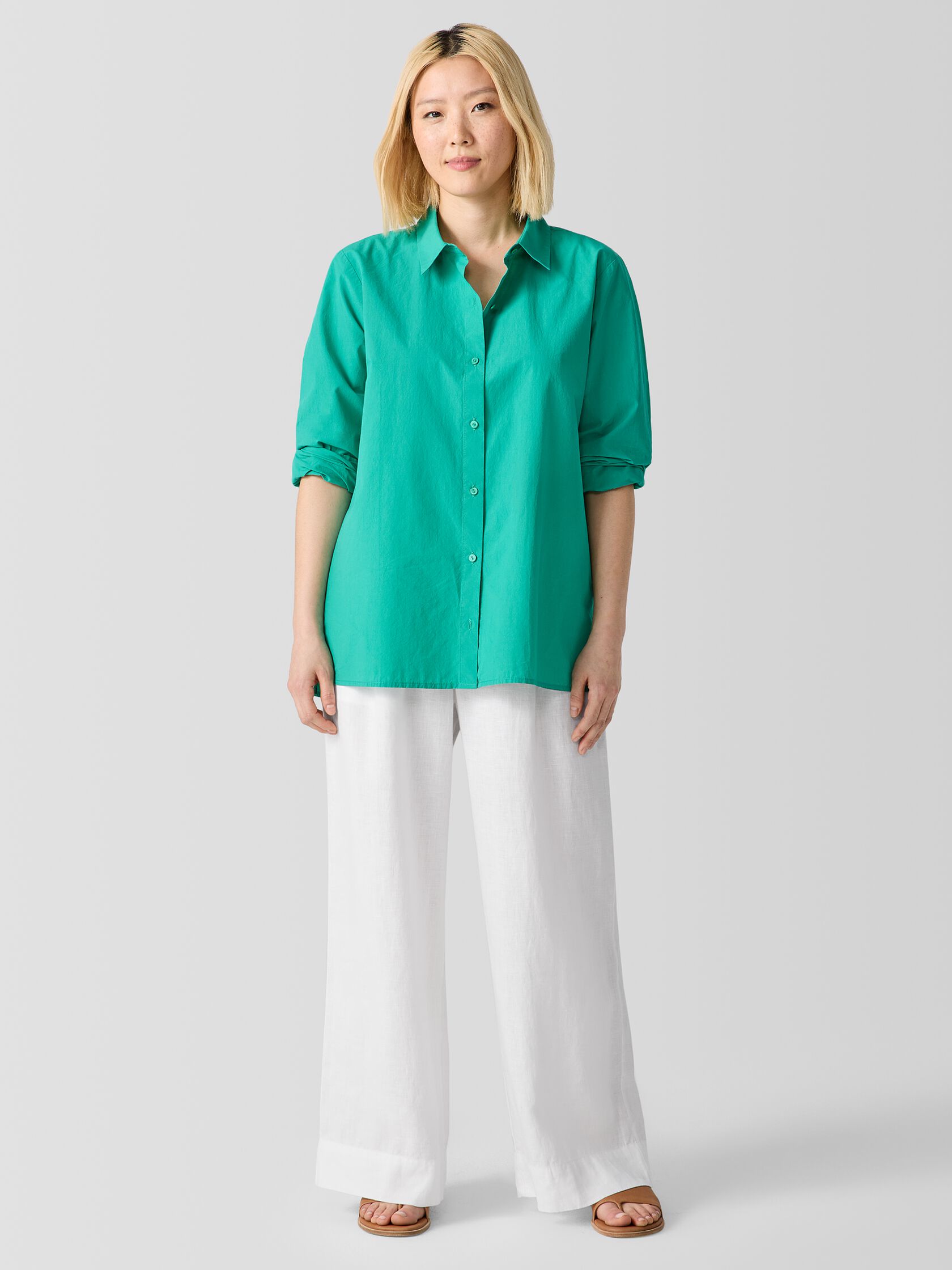 Washed Organic Cotton Poplin Classic Collar Shirt