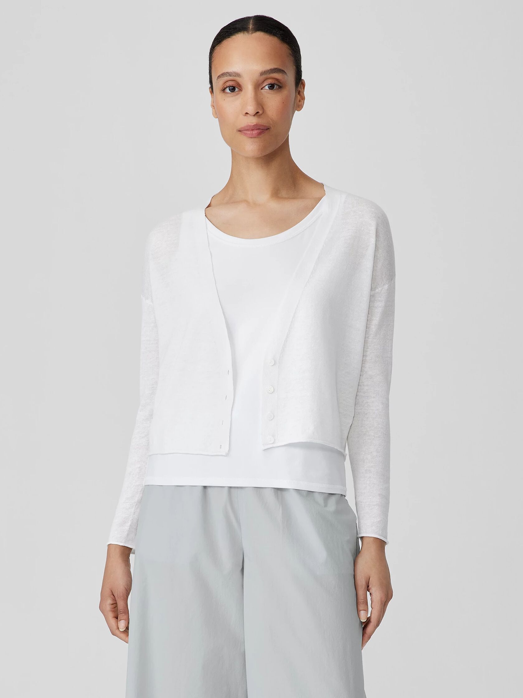 Organic Linen Cotton Cropped Cardigan