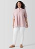 Washed Organic Cotton Poplin Stand Collar Top