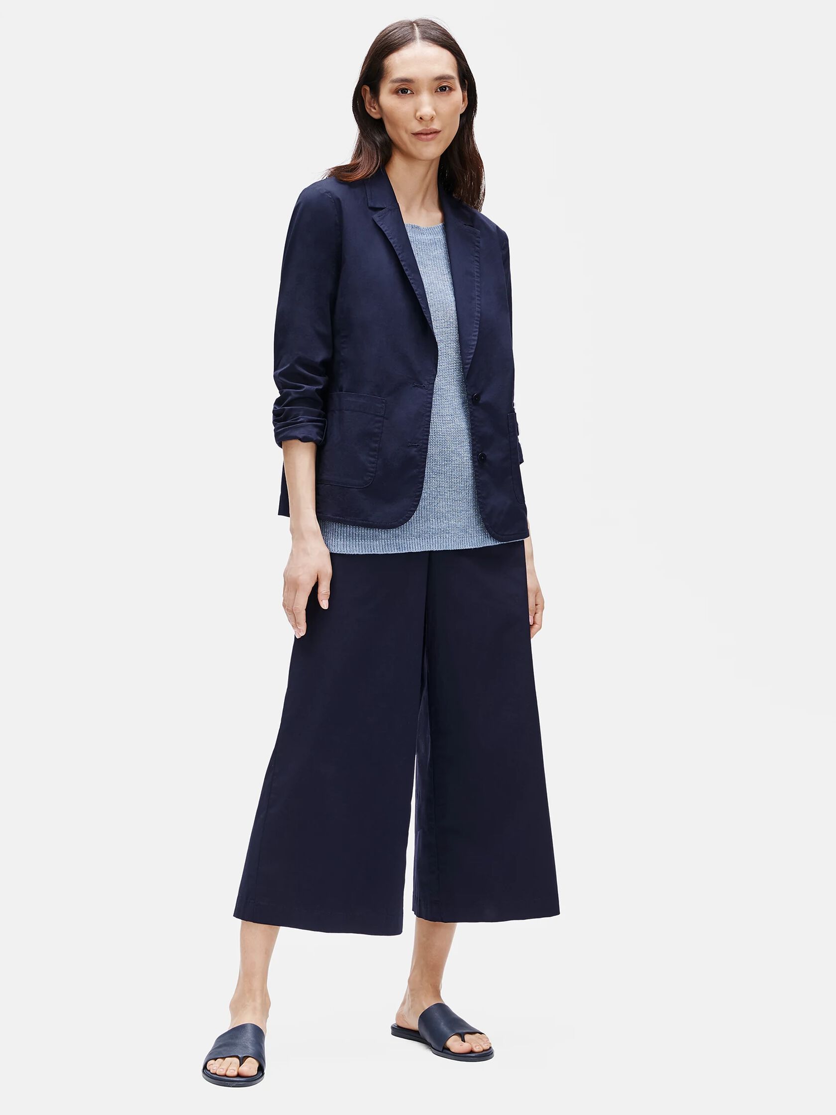 Organic Cotton Poplin Shaped Blazer