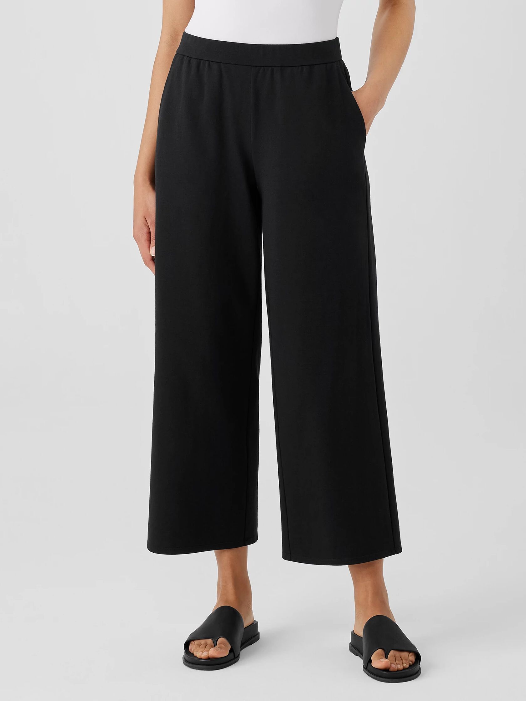 Cotton Blend Ponte Wide-Leg Pant