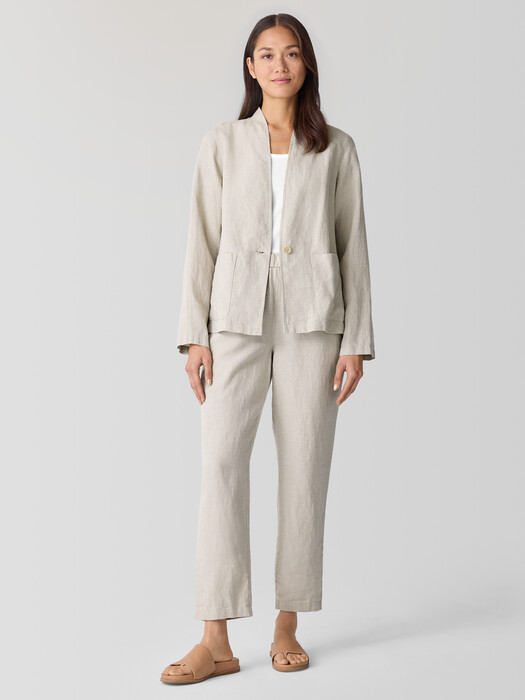 Organic Linen High Collar Jacket