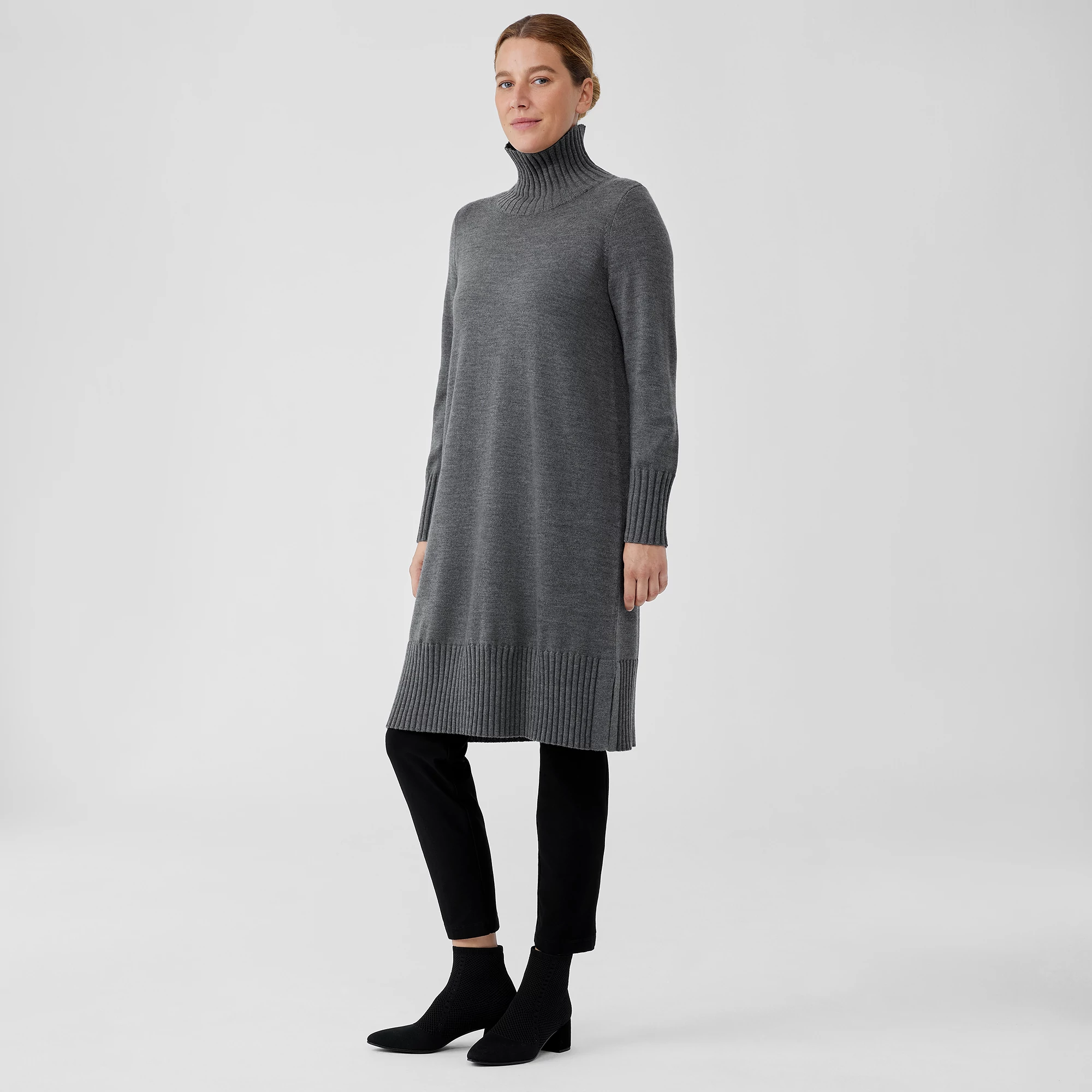 Merino Jersey Turtleneck Dress in 