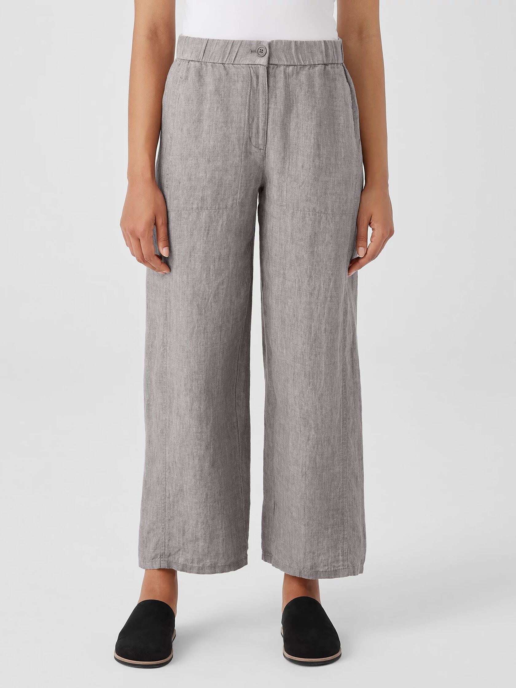 Washed Organic Linen Délavé Wide Trouser Pant