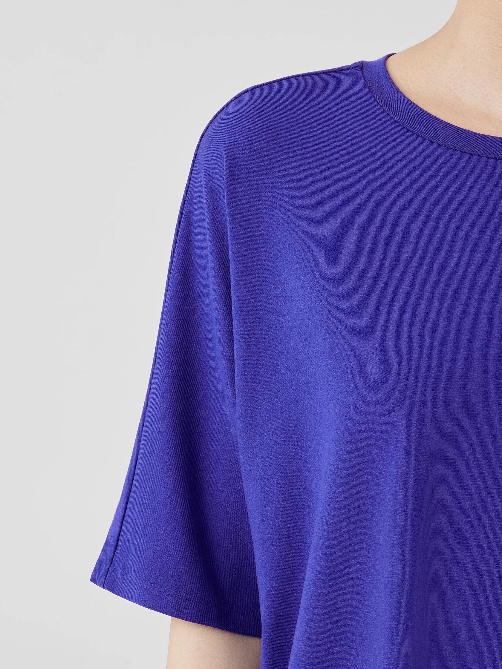 Stretch Jersey Knit Crew Neck Tee