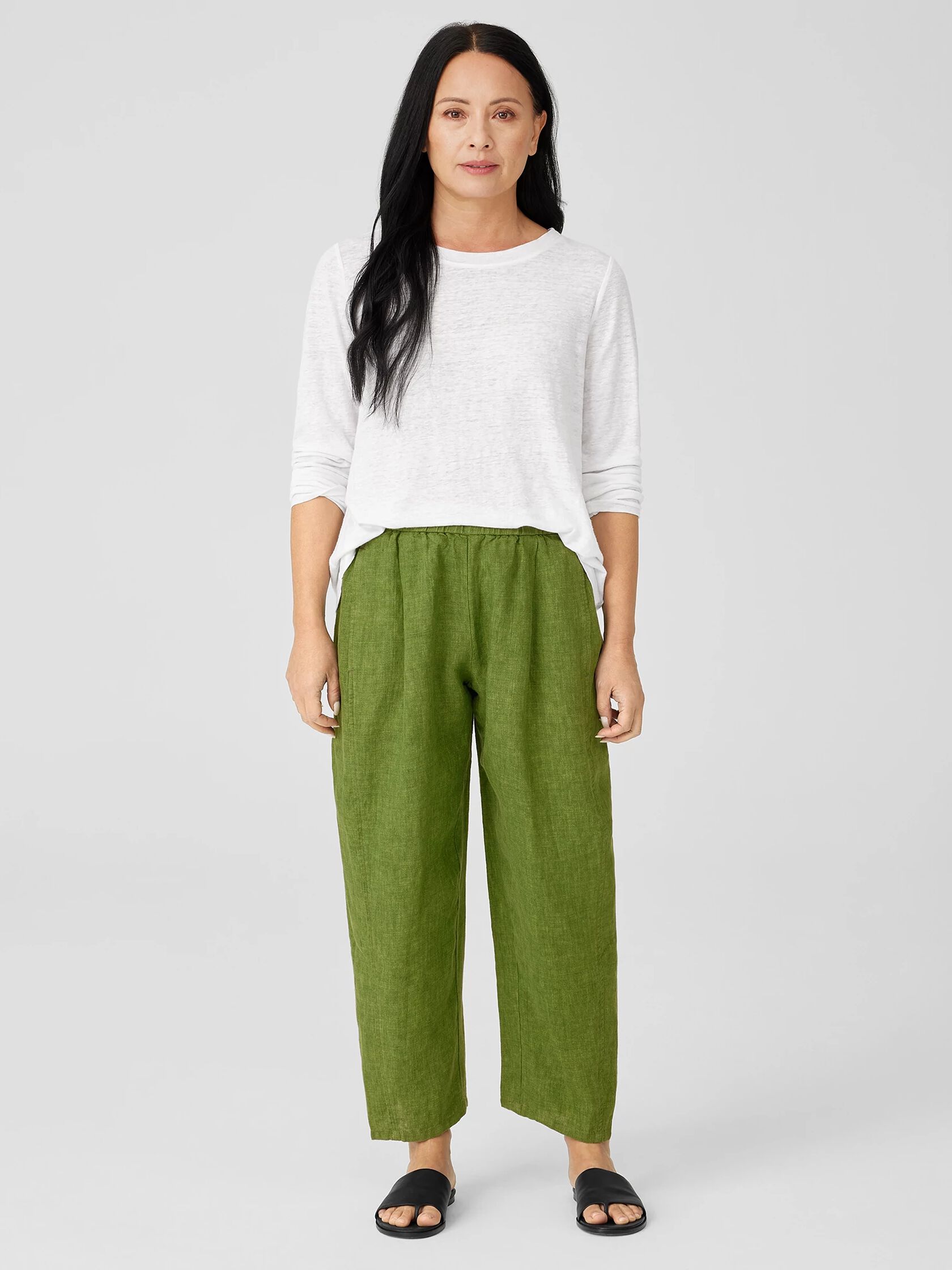 Washed Organic Linen Delave Lantern Pant