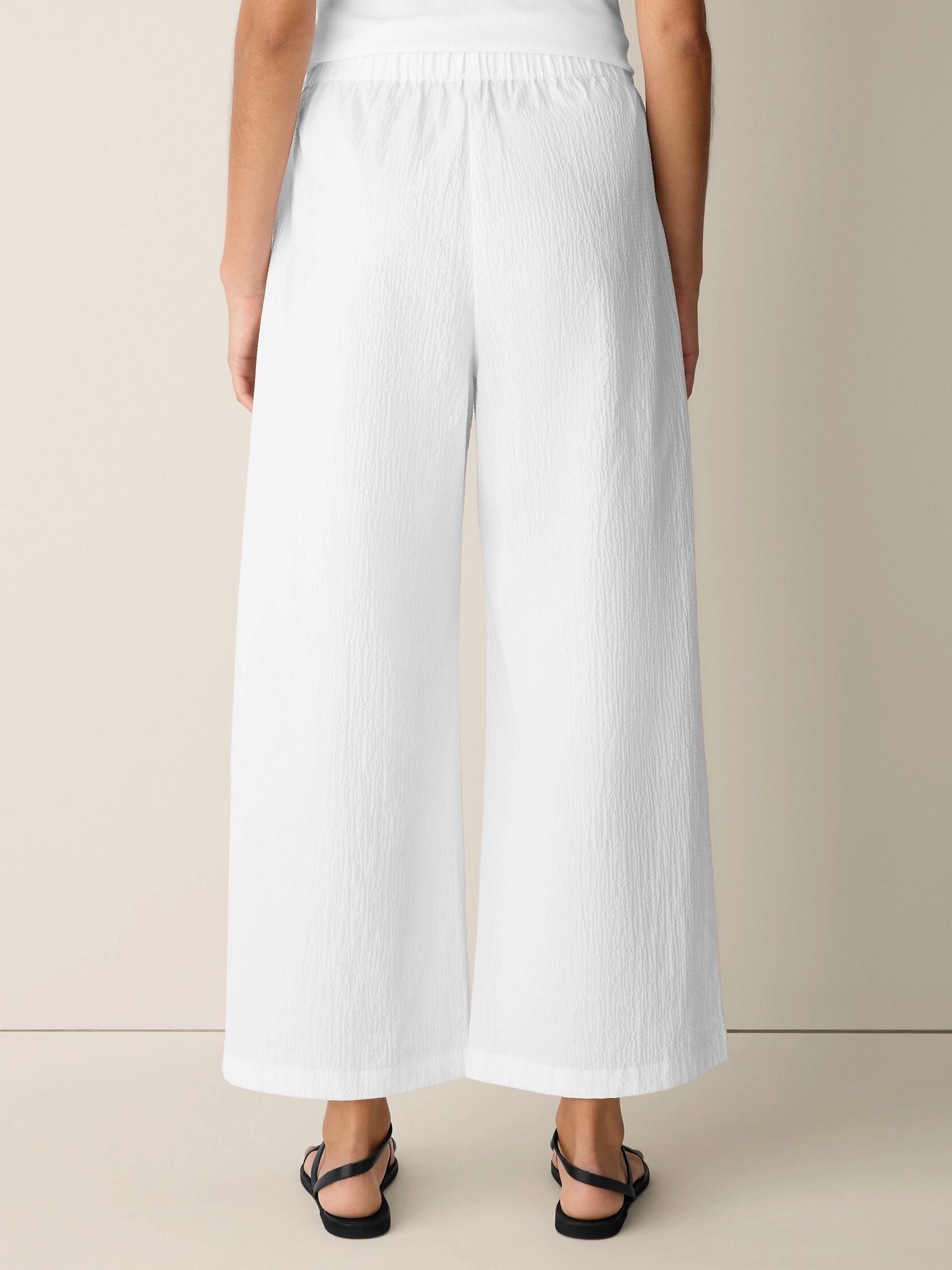 Organic Cotton Pucker Wide-Leg Pant