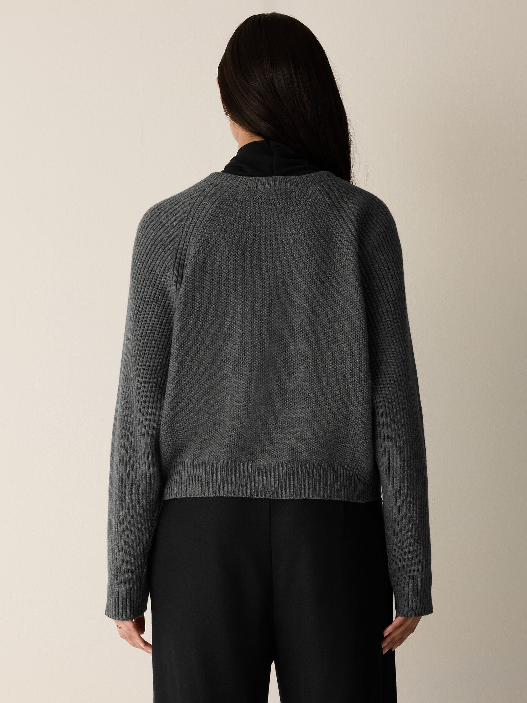 Cotton & Recycled Cashmere Crew Neck Cardigan