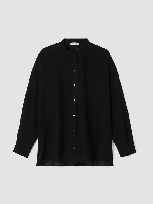 Washed Wool Gauze Mandarin Collar Shirt