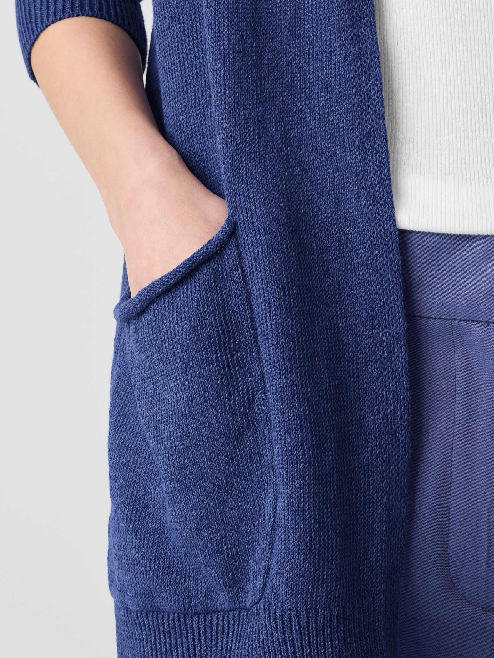 Organic Linen Cotton Cord Long Cardigan