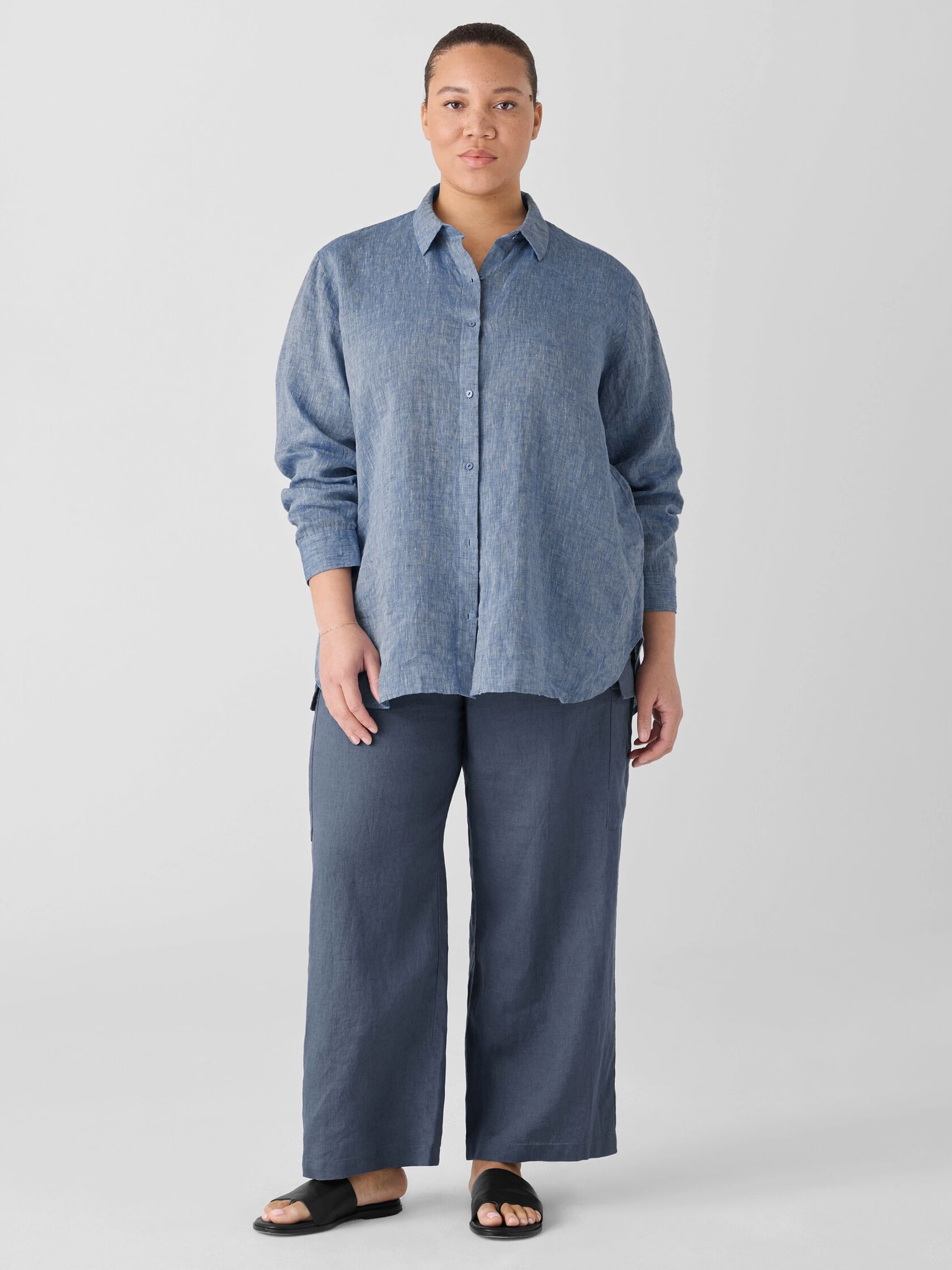 Yarn-Dyed Handkerchief Organic Linen Classic Collar Shirt