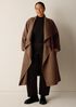 Lustrous Wool Drape Neck Coat