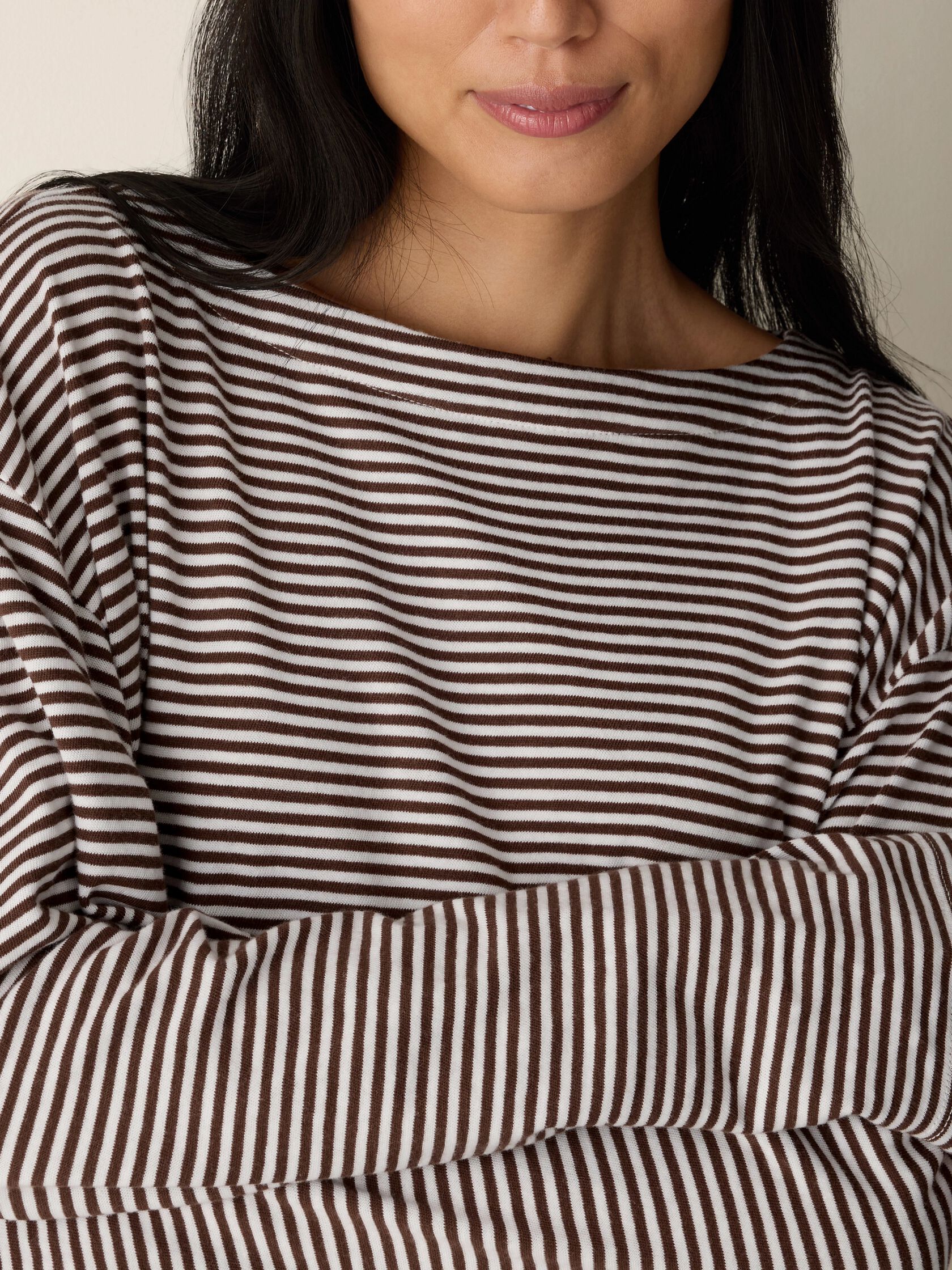Striped Organic Cotton Slub Bateau Neck Top