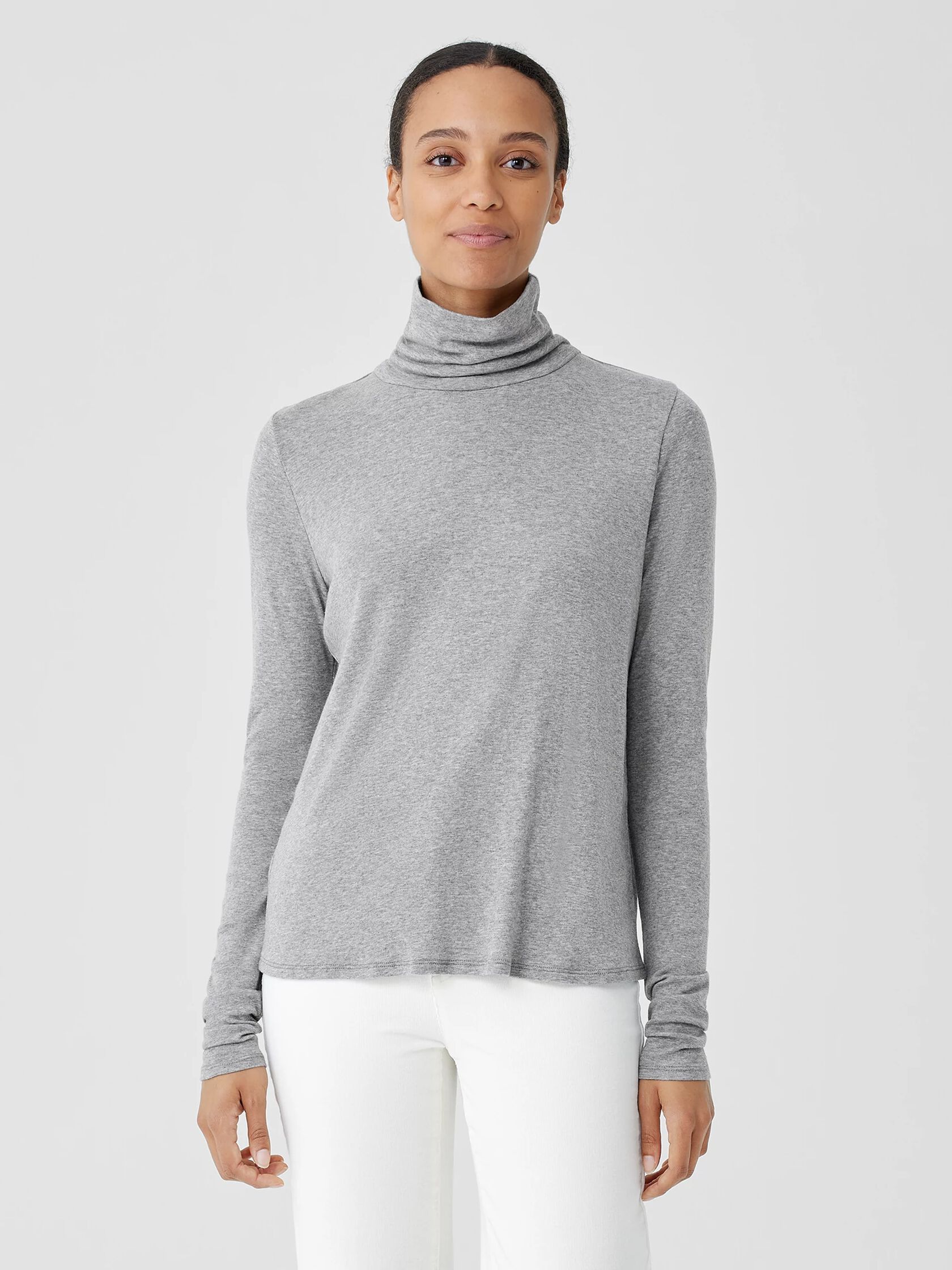 Pima Cotton Blend Turtleneck Top