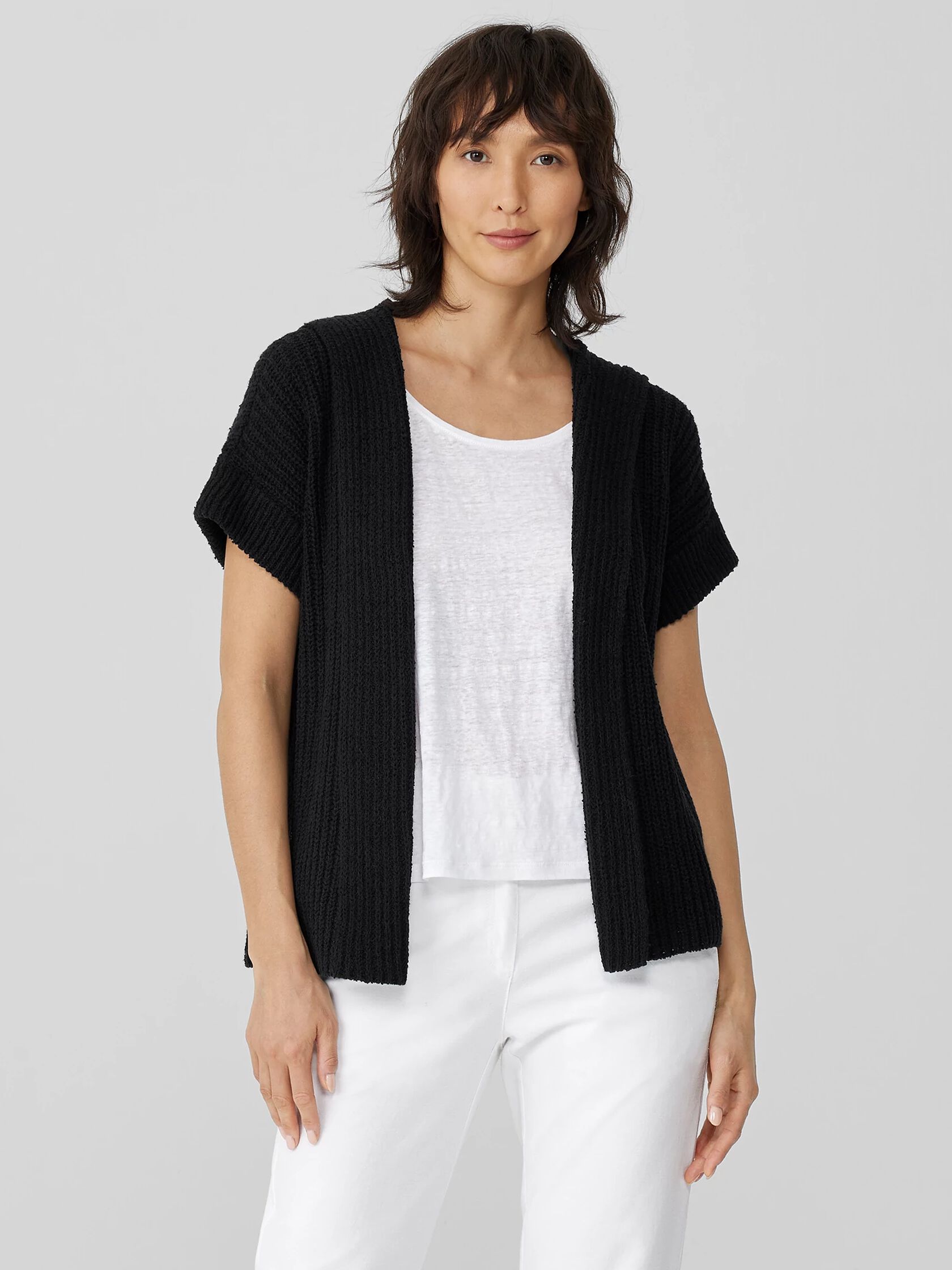 Peruvian Organic Cotton Boucle Hooded Cardigan