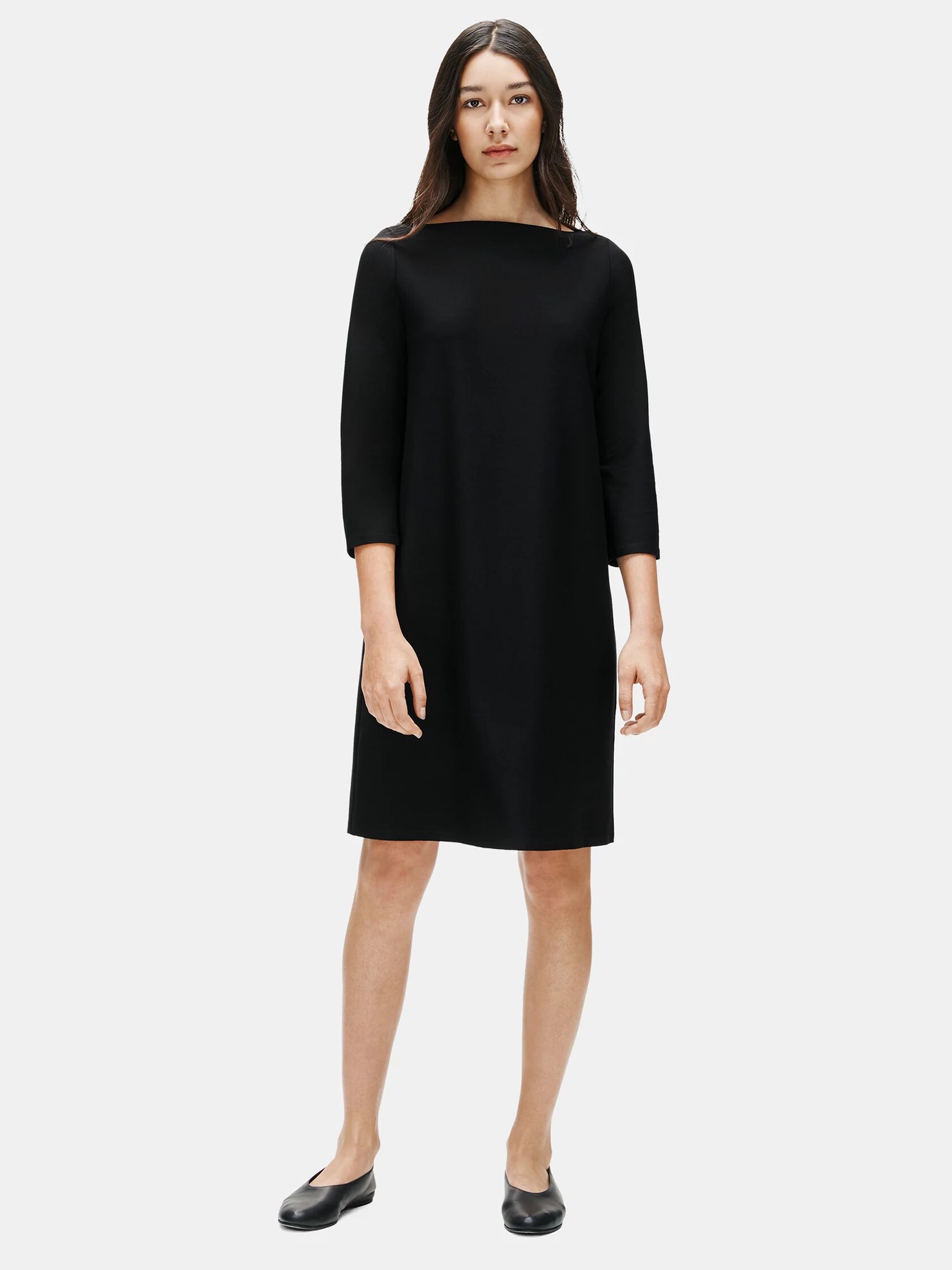 Washable Stretch Crepe Shift Dress