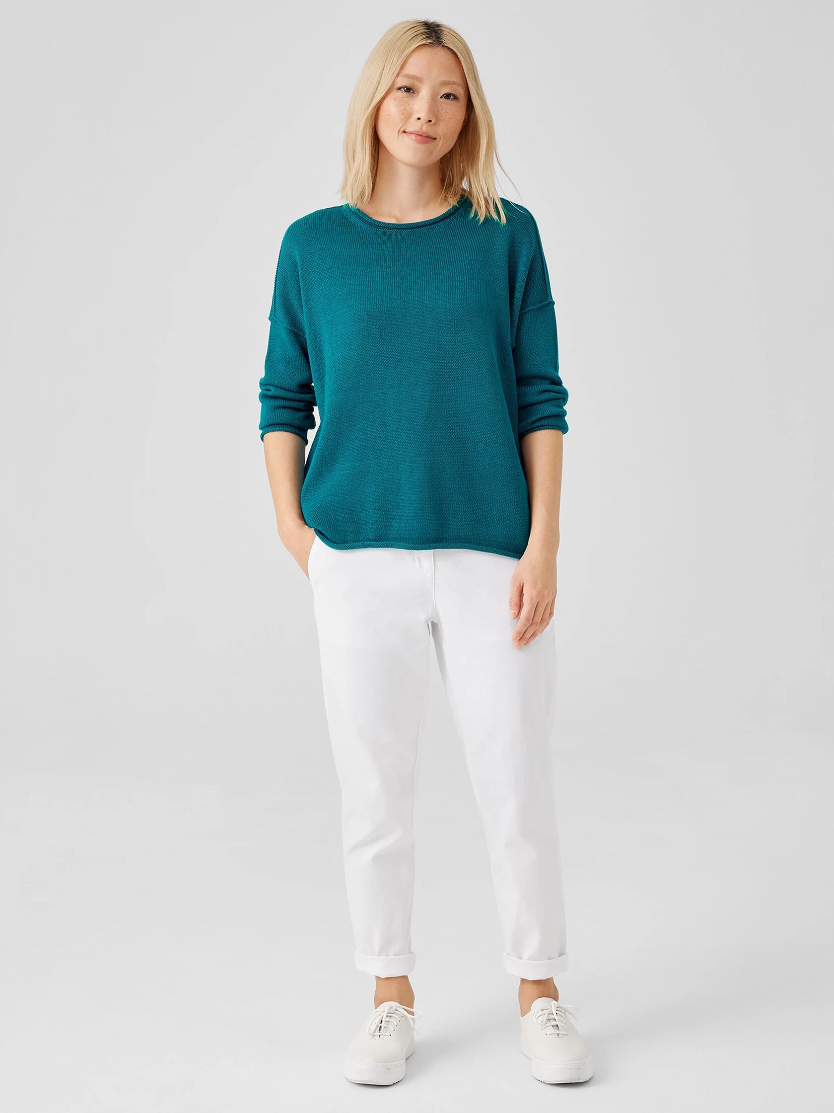 Peruvian Cotton Blend Crew Neck Top