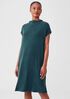 Sueded Cupro Knit Funnel Neck Dress